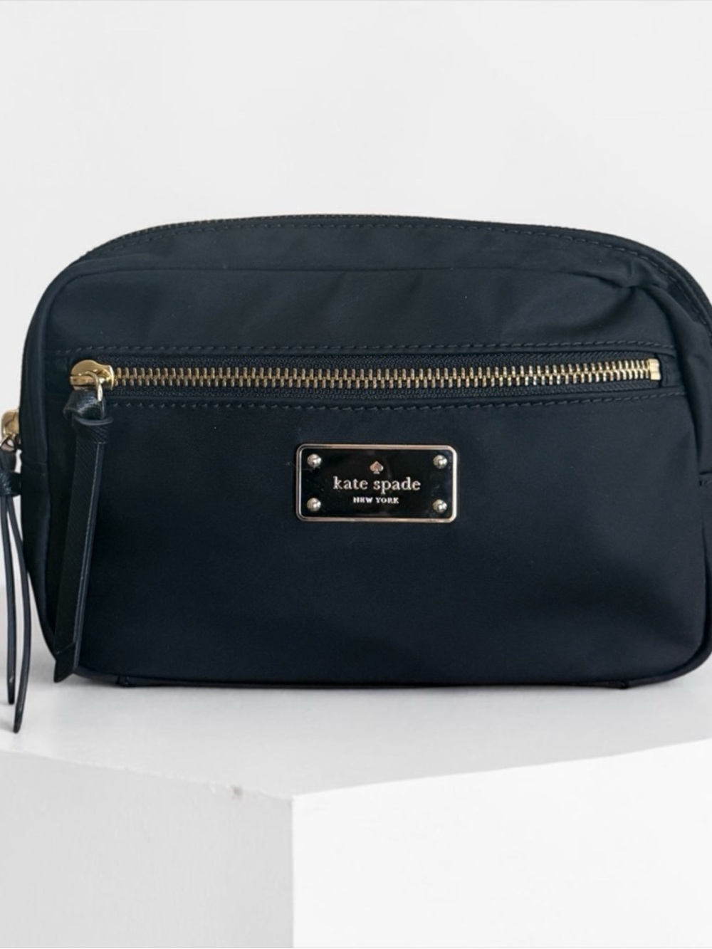 Authentic Kate Spade Black Nylon Zip Top Belt Bag Fanny Pack! One Size! - Picture 3 of 11